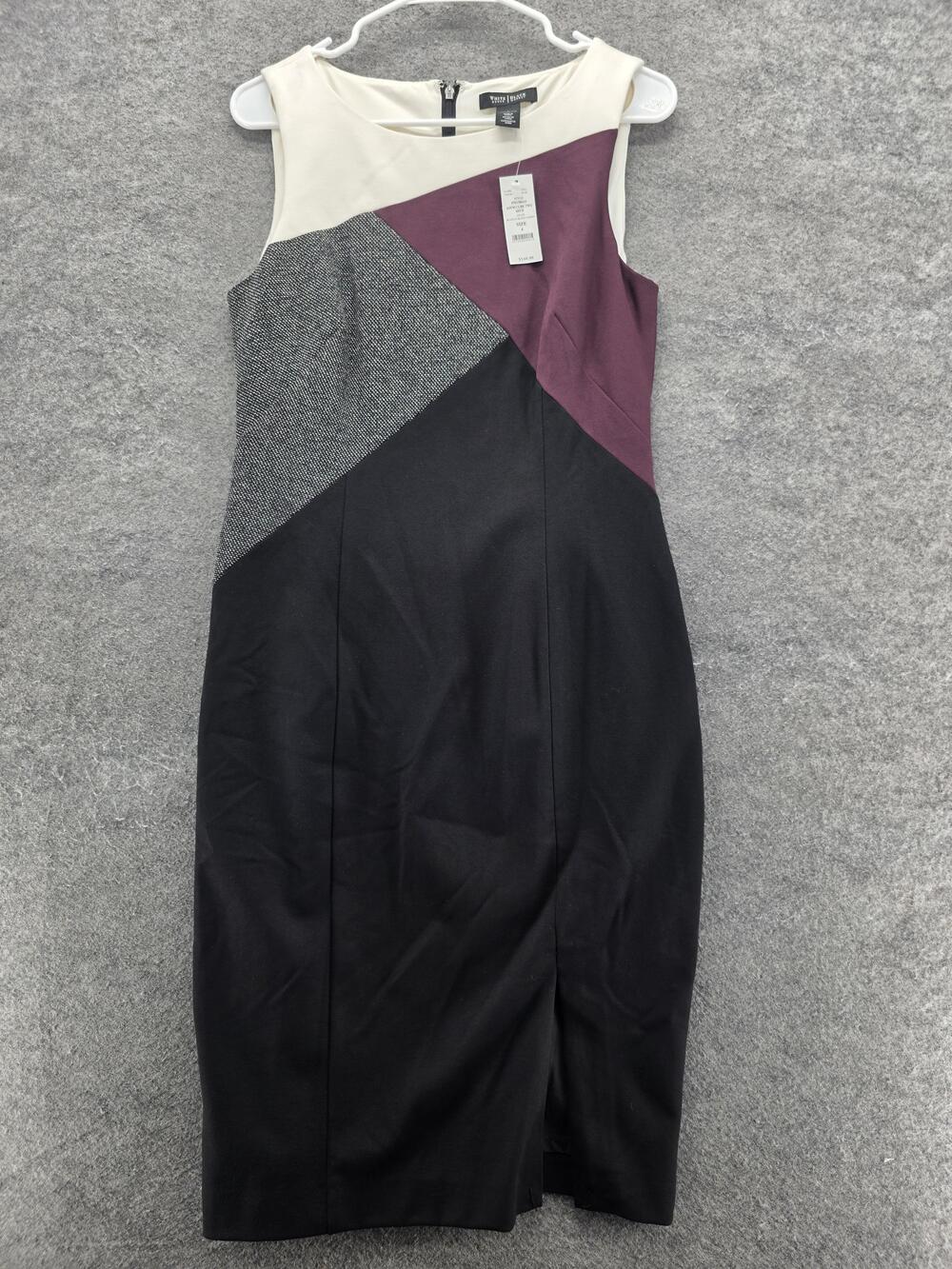 White House Black Market Dress Womens 6 Black Cherry Asym Sheath Career NWT $160